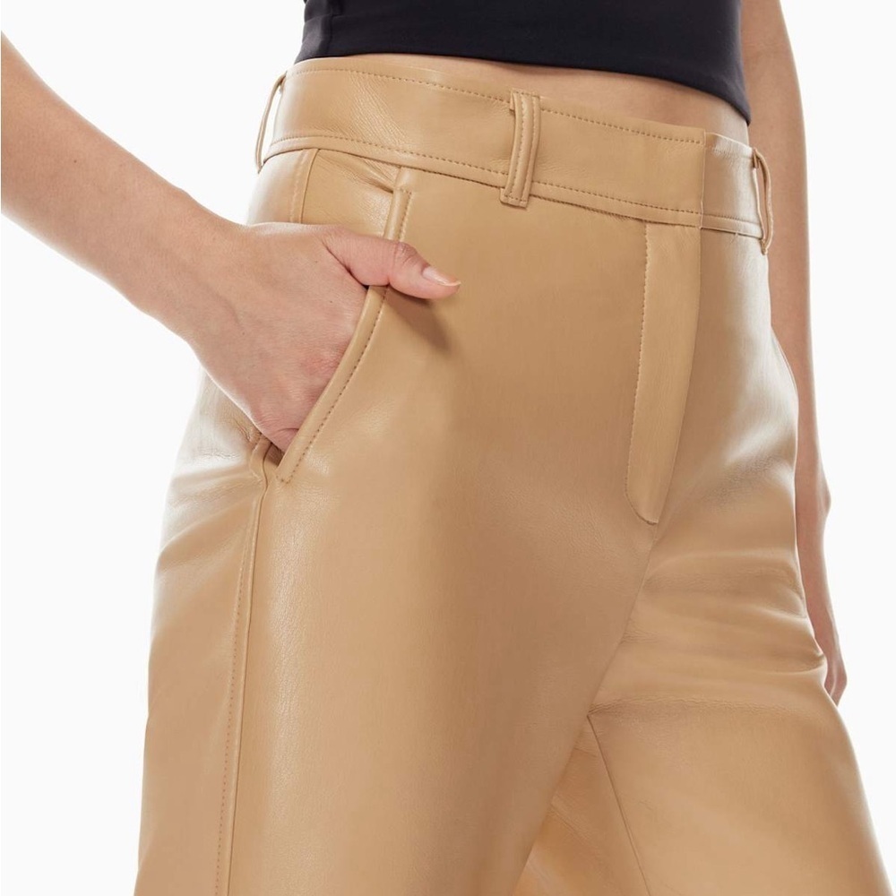 Babaton Aritzia Camel Faux Leather Command Cropped Slacks Sz 6 Chic Office Work - Picture 3 of 15